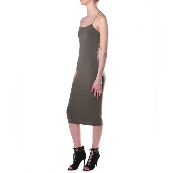 ALEXANDER WANG•T Modal Spandex Strappy Cami Tank Dress in Military (Olive) XS - Picture 5 of 10